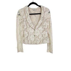 Cabi Floral Lace Blazer Jacket Sz 6 Lined Cream Romantic Victorian Style #249‎